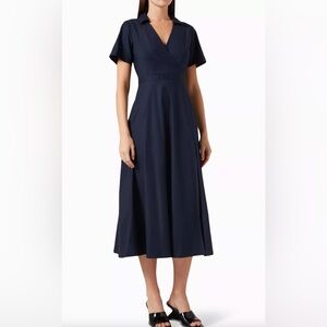 Reformation Isadora short-sleeve Midi Dress (Navy)